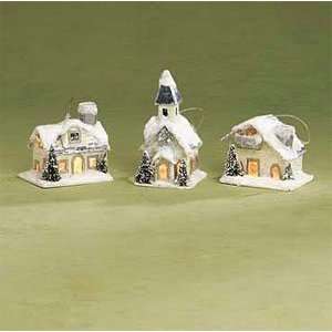   White Vintage Light Up House Ornaments:  Kitchen & Dining