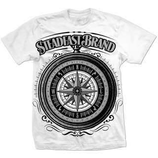 Men’s Steadfast Brand Steampunk Compass Tattoo White Tee T Shirt 