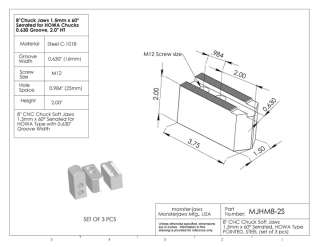 HOWA TYPE 1.5mm x 60 SERRATED CNC CHUCK JAWS 2.0 HT STEEL FIT 