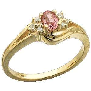  Pink Sapphire and Diamond Promise Ring/14kt yellow gold 