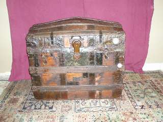NICE NEW ORLEANS MADE McCRACKEN BROS CAMEL BACK TRUNK WITH ORIGINAL 