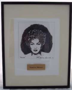 MARILYN MONROE ORIGINAL CHARCOAL DRAWING BY CAMPELLO WITH COA  