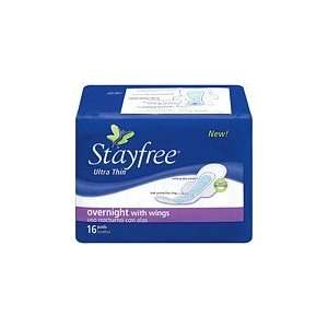  Stayfree Ultra Thin Overnight Pads with Wings 8x16 Health 