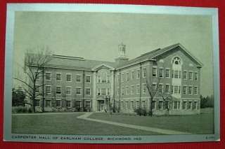 CARPENTER HALL OF EARLHAM COLLEGE RICHMOND,IN POSTCARD  