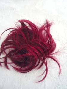 HAIR EXTENSION SCRUNCHIE RUBY BRIGHT RED BUN UP DO DOWN DO TOPPER 