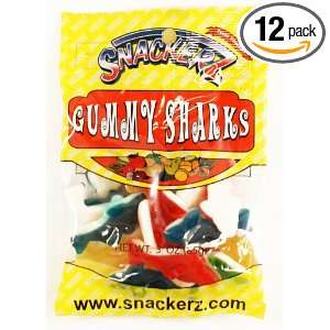 Snackerz Gummy Sharks, 3 Ounce Packages (Pack of 12)  