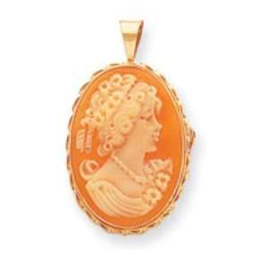  14k Gold 25mm Shell Cameo Pendant/Pin Jewelry