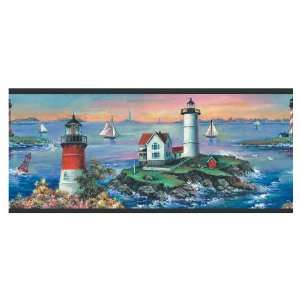   Multi Color Sea Scape Wallpaper Border LW1341207: Everything Else