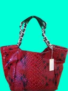 CAVALCANTI Collection ITALY Croc Embossed Ruby Leather NEW LARGE 