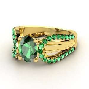  Rita Ring, Oval Emerald 14K Yellow Gold Ring: Jewelry
