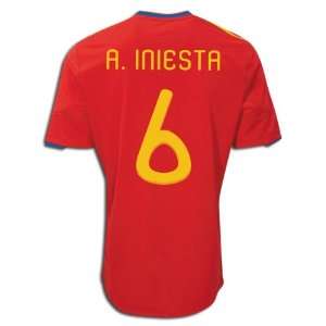  #6 A. Iniesta Spain Home 2010 World Cup Jersey (Size L 