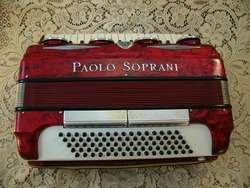 Superb Vintage Red Paolo Soprani 80 Bass Accordion   