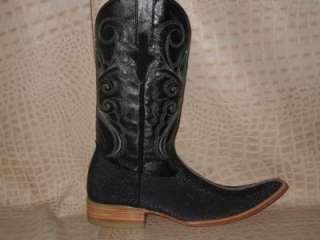Mens Embossed Stingray X Toe Leather Black 2011 Boots  