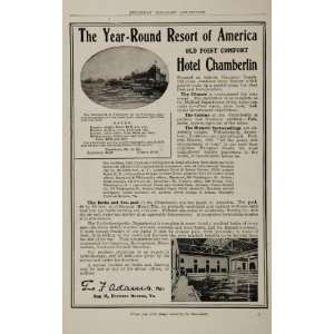 1908 Ad Hotel Chamberlin Old Point Virginia Sea Pool   Original Print 