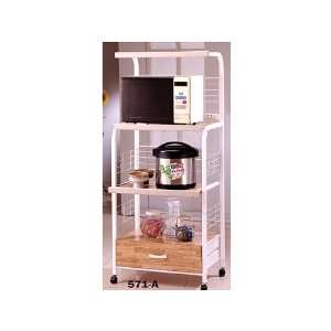  White Microwave Cart with Power Strip: Kitchen & Dining