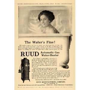  1910 Ad Ruud Manufacturing Automatic Gas Water Heater 