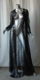 CHANEL Long Black *Chantily Lace* Coat Dress Gown L NEW  