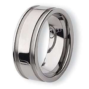  Chisel Grooved Brushed and Polished Tungsten Ring (9.0 mm 