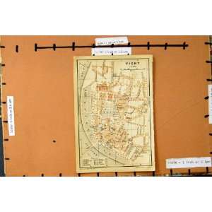 STREET PLAN TOWN VICHY FRANCE ALLIER RIVER MAP 1902