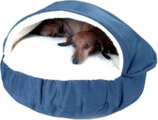 SMALL BLUE THICK PET CAVE DOG BED ~ PADDED WOOL  