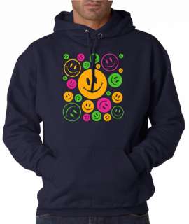 Neon Smiles Happy Faces 50/50 Pullover Hoodie  