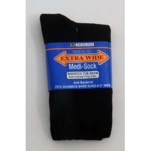  Extra Wide Sock Company #4850W Black Extra Wide Medi Sock 