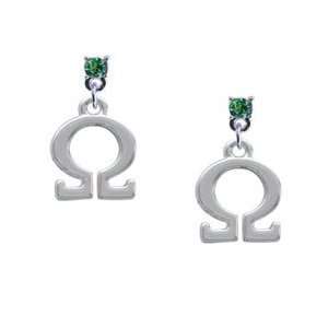 Greek Letter Omega Peridot Swarovski Post Charm Earrings [Jewelry]