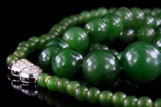 Stunning antique Chinese Jade & silver bead necklace Republic Period 