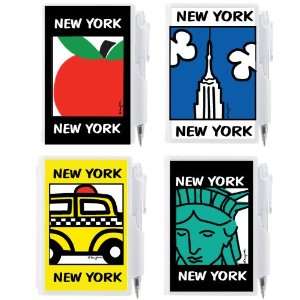  NYC Mini Notepads Memo Paper Pen Set of 4: Taxi, Empire State, Big 