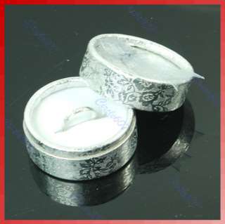 Pcs Small Round Jewellery Gift Package Ring Hard Boxes Case Silver 