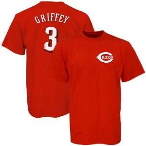   Reds #3 Ken Griffey Jr Red Players T shirt: Sports & Outdoors