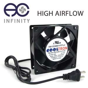 110V / 115V / 120 V AC Cooling Fan. 120mm x 38mm + Power Plug Cord 