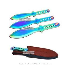  3 Pcs Throwing Knife Set Full Tang Blade With Leather Case 