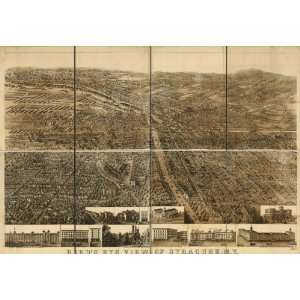  Historic Panoramic Map Birds eye view of Syracuse, N.Y 