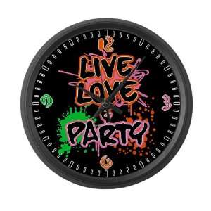  Large Wall Clock Live Love and Party (80s Decor) 