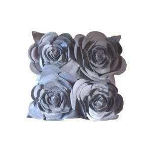  Rose Petals Pillow with Felt Flower in Gray