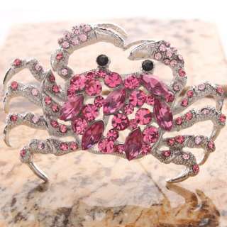 NEW Fashion Sinewy Rose Rhinestone Crab Pin Brooch Red  