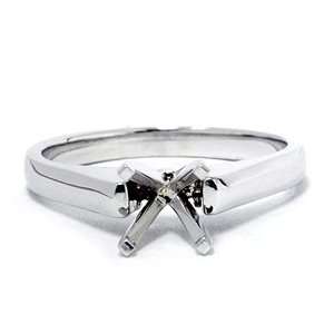  Solitaire Semi Mount White Gold Ring Setting Cathedral 