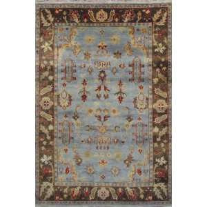 Pad 6 x 9 L Blue Hand Knotted Turkish Oushak Wool Oriental Area Rug 