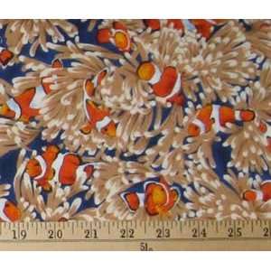  Michael Miller Clown Fish Blue Fabric Arts, Crafts 