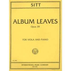  Sitt, Hans   Album Leaves, Op 39 For Viola and Piano 