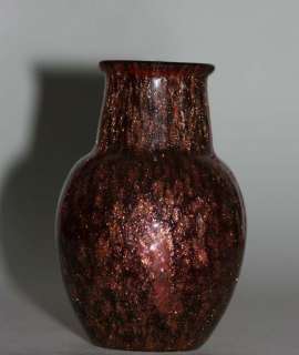 German description LÖTZ Goldglas Vase; Vase mundgeblasen 