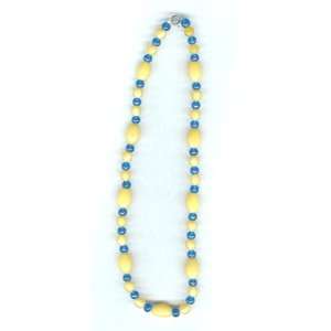  Cobalt Blue & Yellow Glass Beaded Necklace: Everything 
