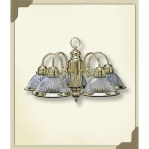 Quorum 6427 5 2 Decorative 5 Light Ribbed Chandelier, Polished Brass 