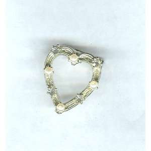   Heart Pin with Rhinestones & simulated pearls: Everything Else