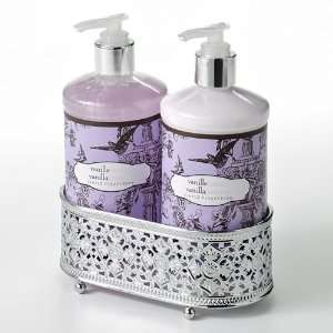 Simple Pleasures Vanilla Jasmine Hand Soap and Hand Lotion Fancy Caddy 
