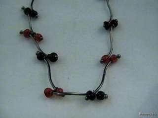 Delicate Red Black Bead Curvy Choker Necklace Jewelry FR SHP  