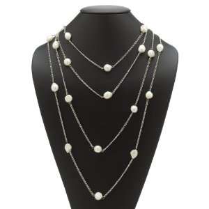   Jewelry Silvertone Metal Cultured Freshwater Pearl Necklace: Jewelry