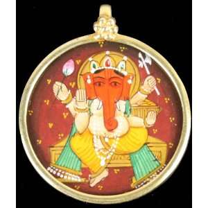 Lord Ganesha Gold Plated Pendant   Sterling Silver