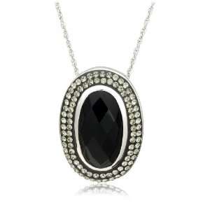   Silver Crystal and Onyx Oval Pendant by David Sigal, 18 Jewelry